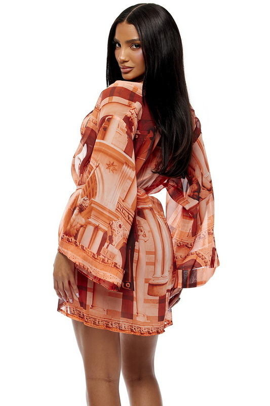 Orange Poolside Cabana Coverup Kimono image 1