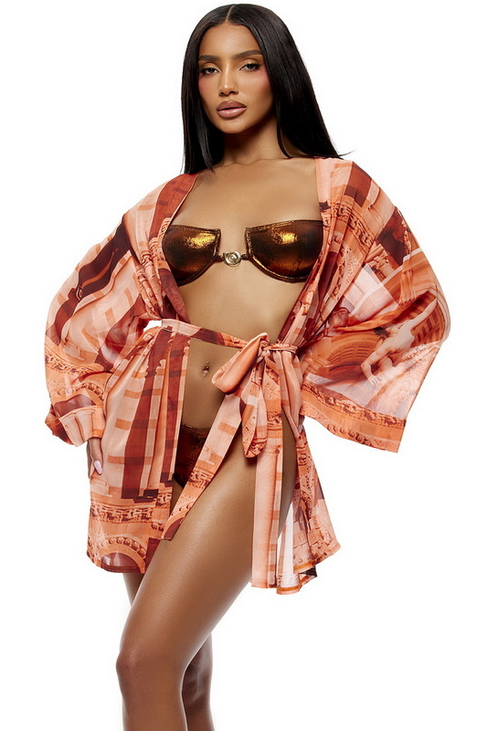 Orange Poolside Cabana Coverup Kimono image 4