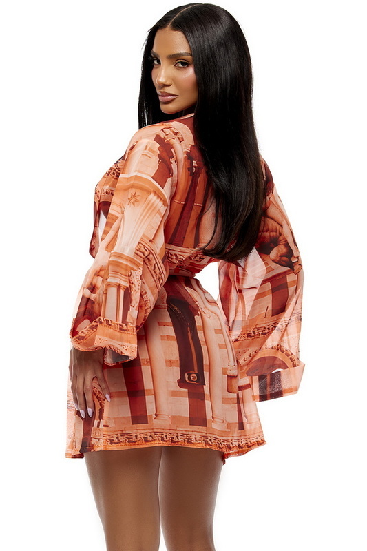 Orange Poolside Cabana Coverup Kimono image 6