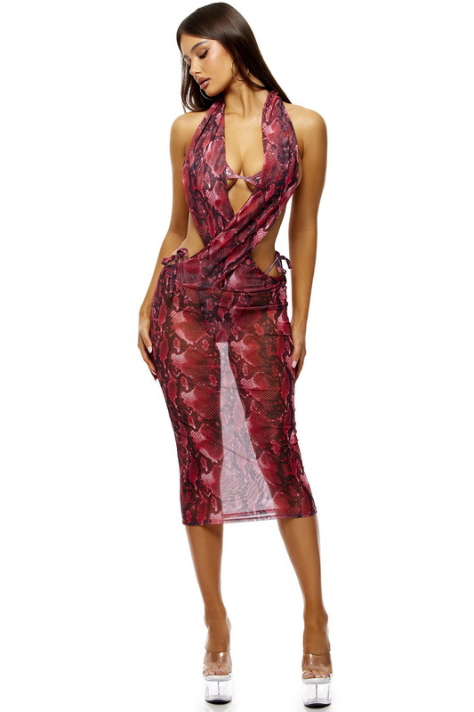 Red Exotic Isle Sequin Triangle Bikini Set image 3