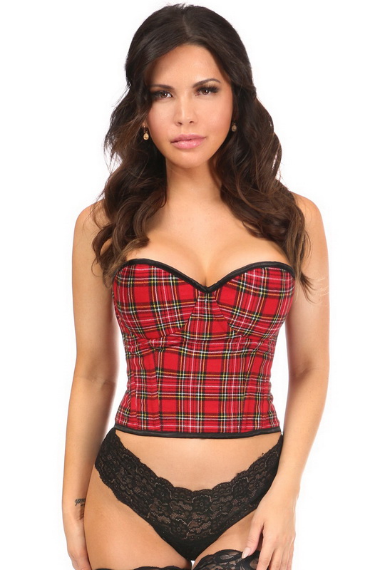 Lavish Red Plaid Underwire Bustier Blowout Deal
