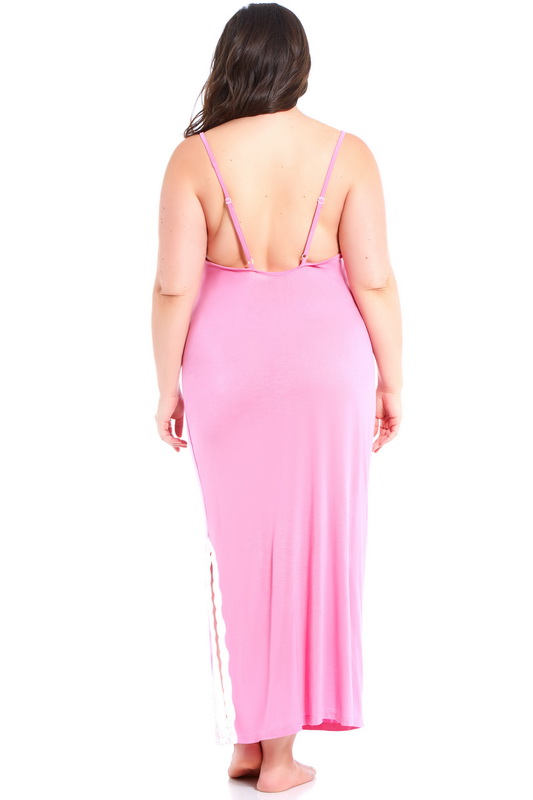 Plus Size Pink Lace Trim Gown Blowout Deal image 2