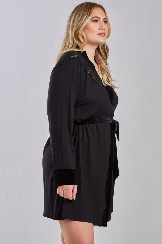 Plus Size Sophisticated Seductress Short Robe Blowout Deal image 1