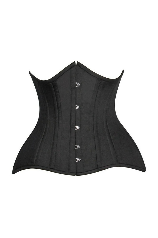 Plus Size Top Drawer CURVY Black Cotton Double Steel Boned Waist-Slimming Waist Cincher Corset Blowout Deal image 1