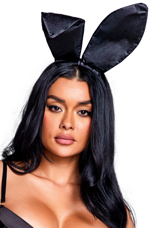 Black Satin Play-Boy-Brand Bunny Ears Blowout Deal image 1