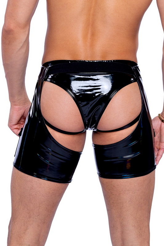 Bold Black Faux Leather Light Up Chaps Blowout Deal image 1
