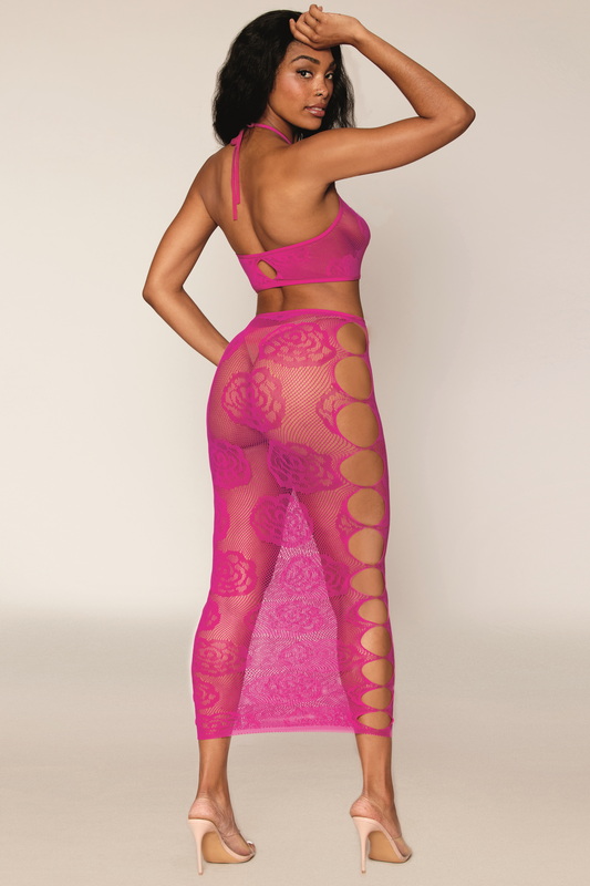 Fishnet Rose Halter Top & Skirt Blowout Deal image 1