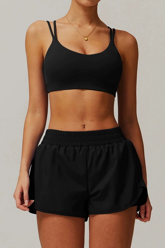 S-Fit Black Spaghetti Strap Sports Bra Blowout Deal image 1