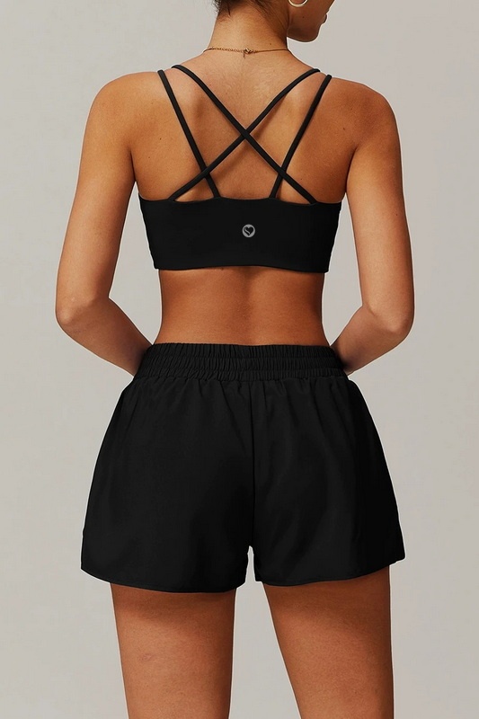 S-Fit Black Spaghetti Strap Sports Bra Blowout Deal image 2