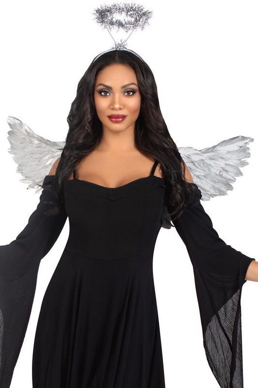 Silver Metallic Angel Wings & Halo Blowout Deal image 1