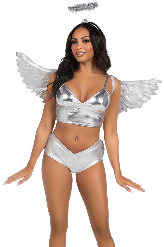 Silver Metallic Angel Wings & Halo Blowout Deal image 2