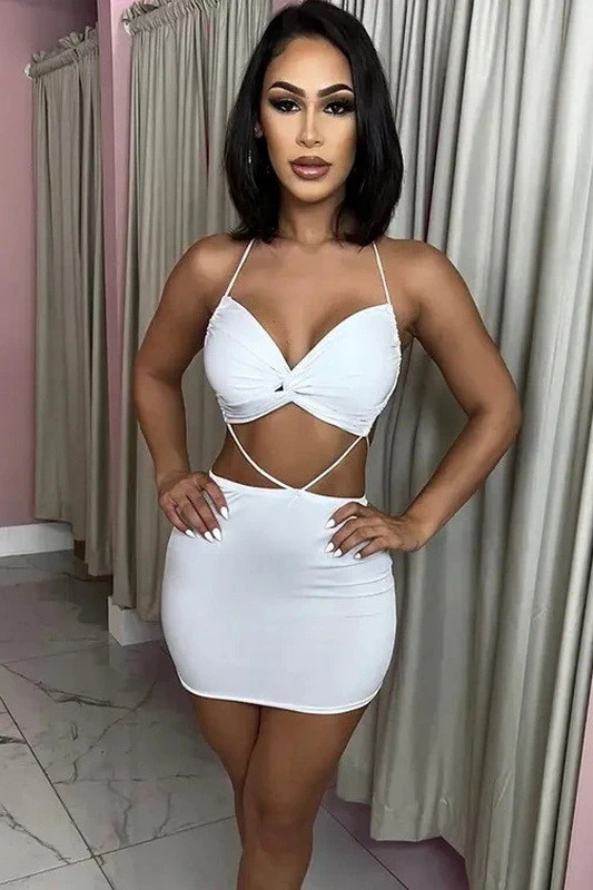 Plus Size White Cutout Strappy Dress
