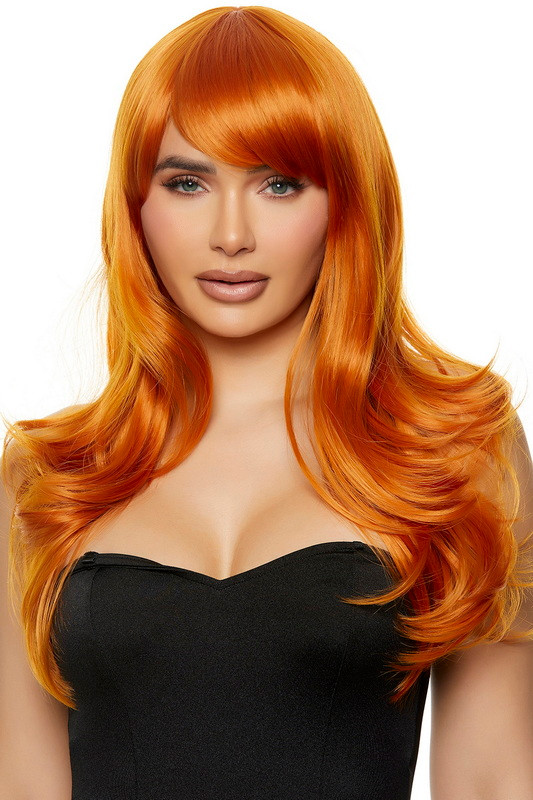 Orange Long Curly Wig