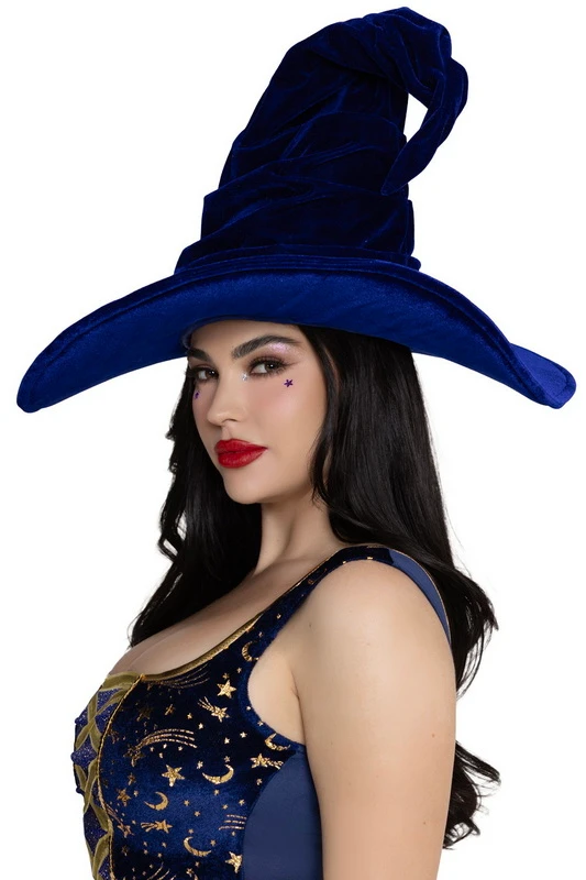 Royal Blue Ruched Witch Costume Hat image 3