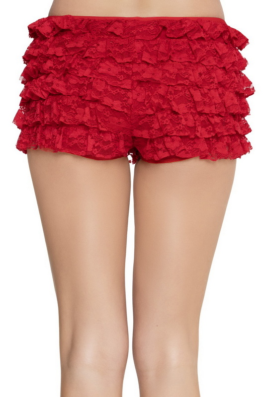 Red Lace Ruffle Shorts image 2