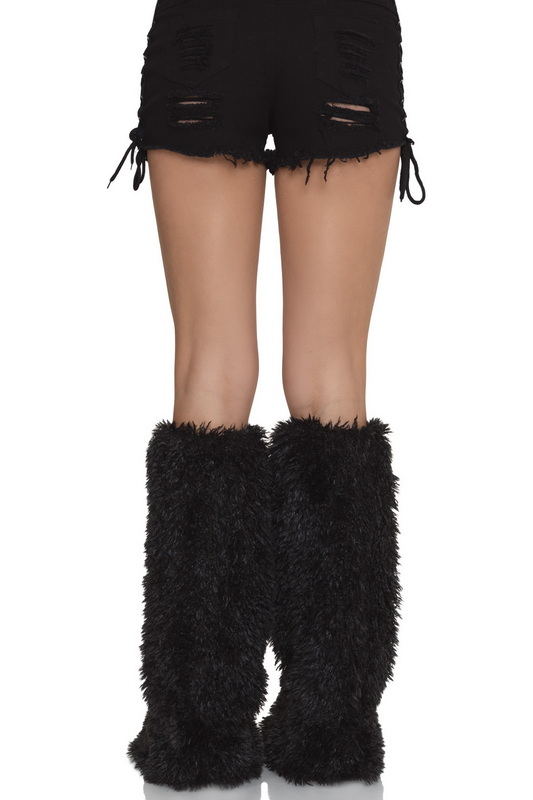 Black Furry Boot Covers image 2