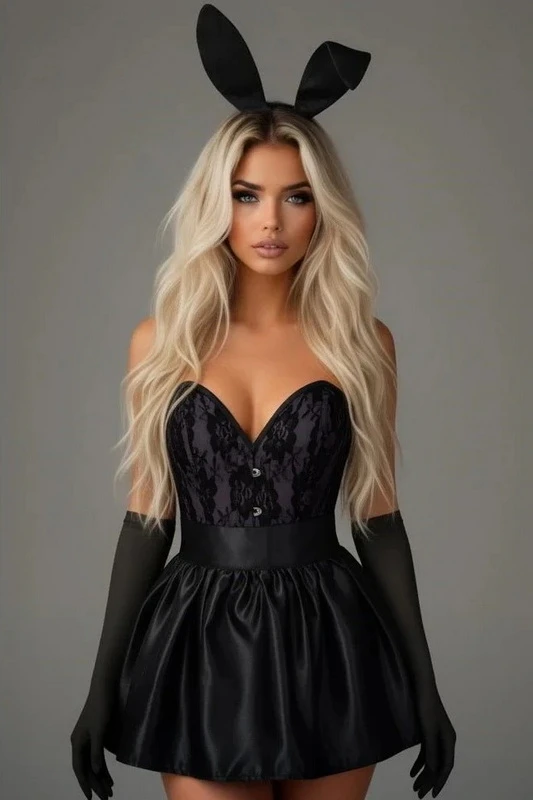 Black Boudoir Bunny Corset Costume