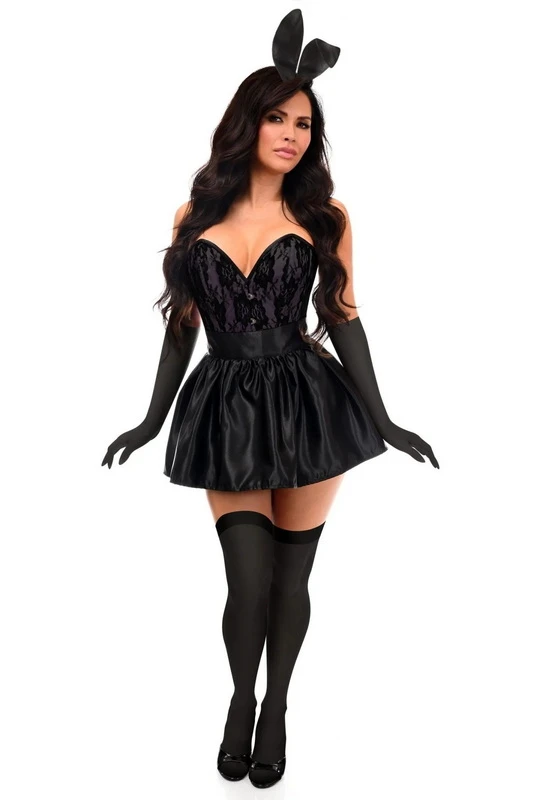 Black Boudoir Bunny Corset Costume image 1