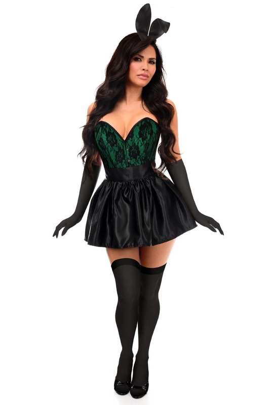 Plus Size Green Boudoir Bunny Corset Costume image 1