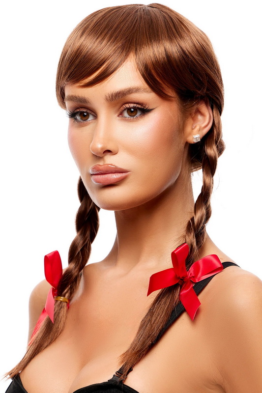 Brown Pigtail Costume Wig