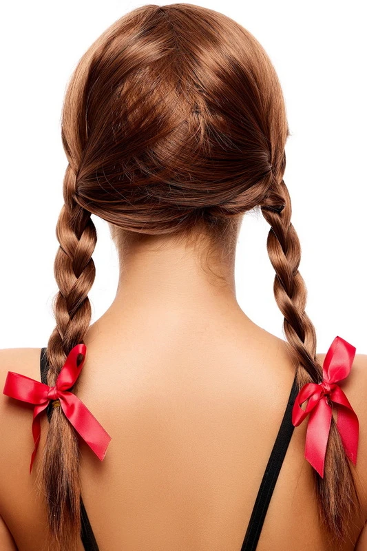 Brown Pigtail Costume Wig image 1