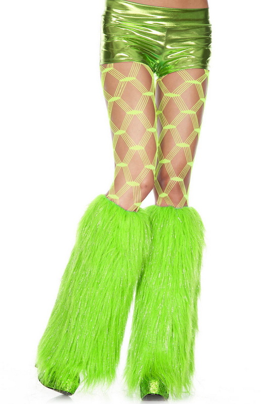 Neon Green Furry Lurex Leg Warmers
