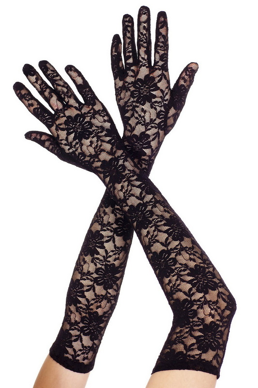 Black Extra Long Lace Gloves