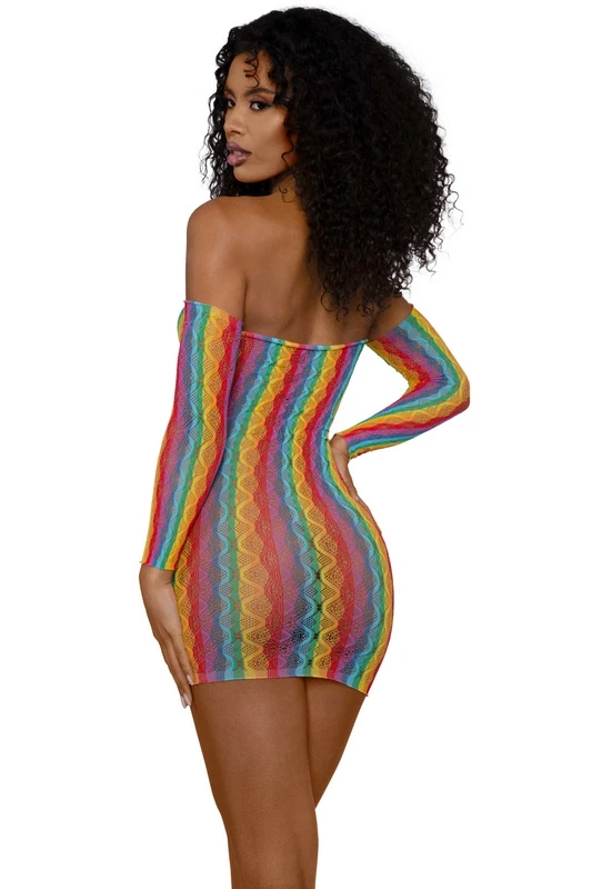 Rainbow Fishnet Chemise Set image 2