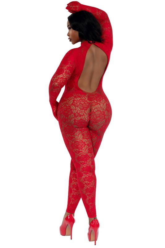Plus Size Red Gloved Bodystocking image 1