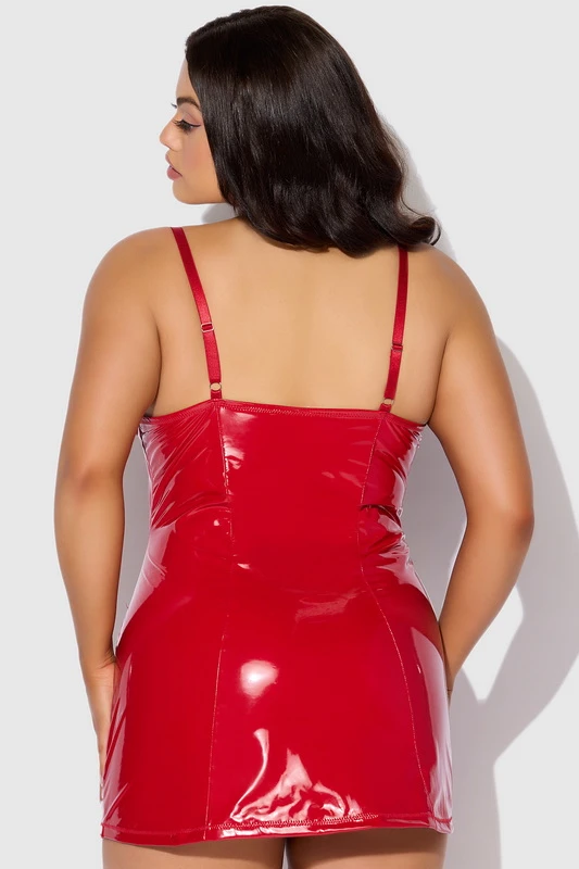 Plus Size Flagrant Flexin Red Lingerie Chemise Set Blowout Deal image 3