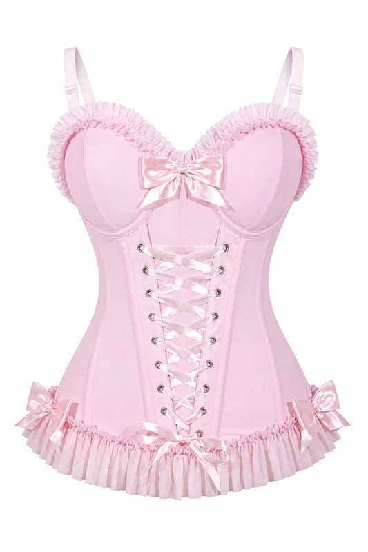 Blush Hour Light Pink Lace-Up Corset Costume image 1