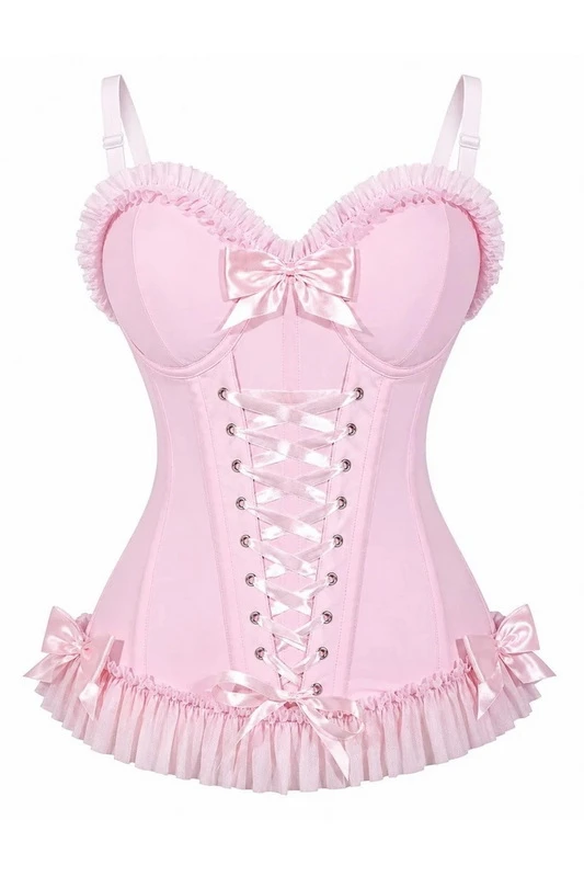 Plus Size Blush Hour Light Pink Lace-Up Corset Costume image 1