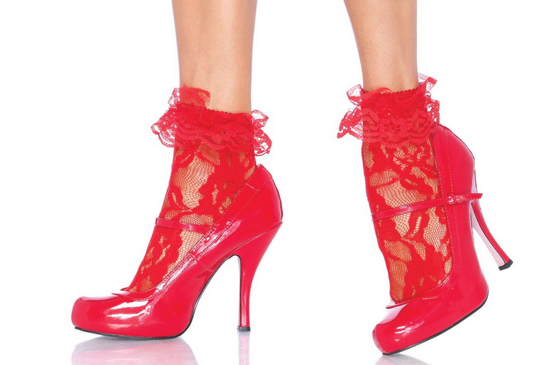 Red Ruffle Top Lace Anklet