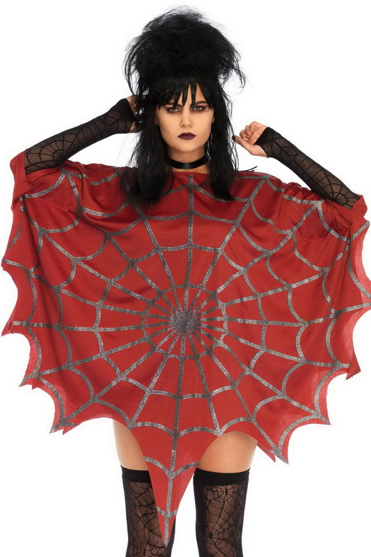 Red Glitter Web Costume Poncho