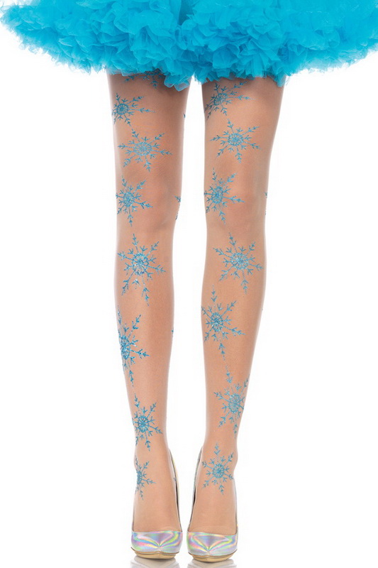 Sheer Glitter Snowflake Tights