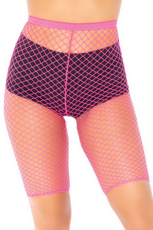 Plus Size Neon Pink Industrial Net Biker Shorts