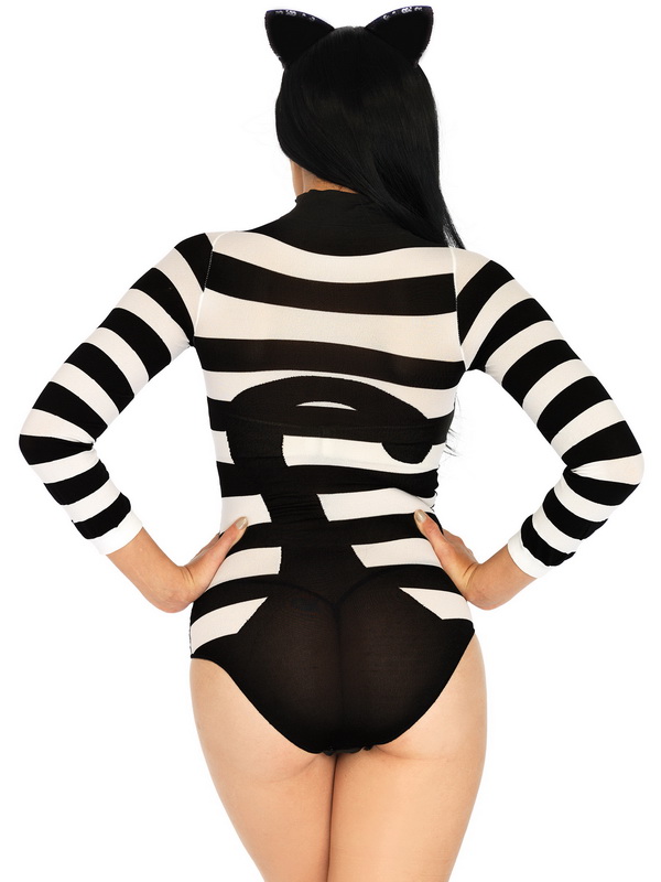 Nylon Striped Cat Bodysuit Costume image 2