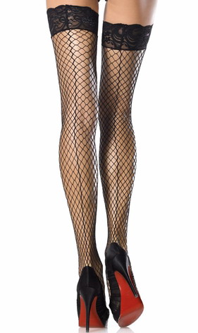 Industrial Net Lace Top Thigh Highs