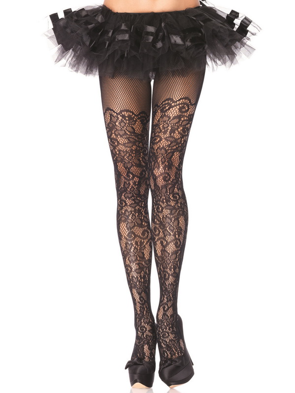 Plus Size Floral Vine Net Pantyhose