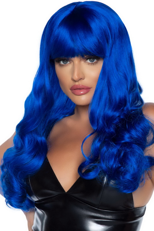 Blue Misfit Long Wavy Bang Wig Spicy Lingerie 