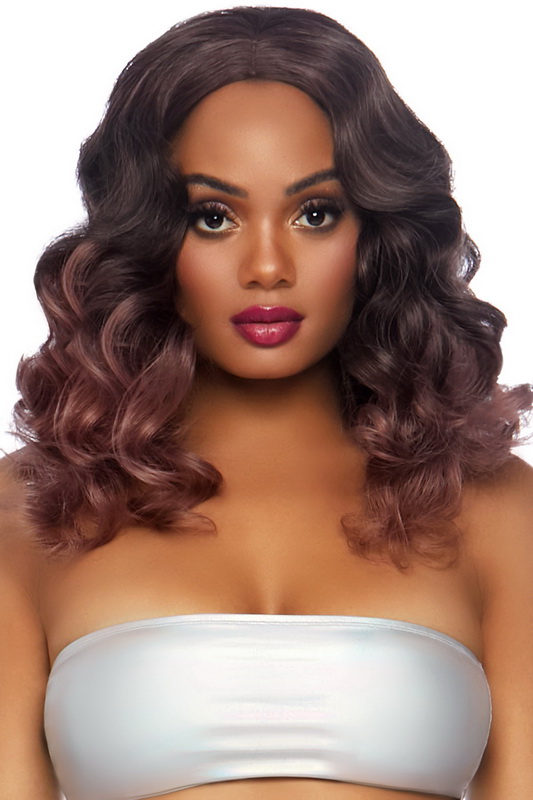 Mauve Curly Ombre Long Bob Wig image 1