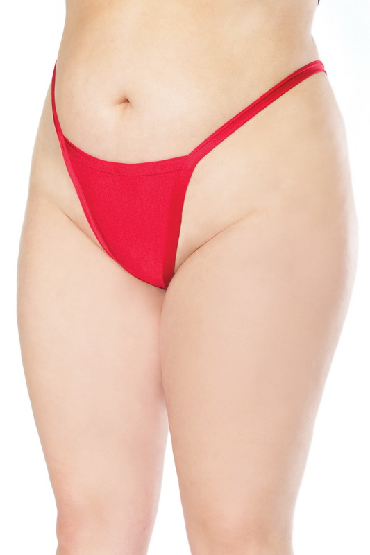 Plus Size Red Knit High Cut G-String