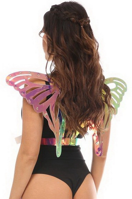 Rainbow Gold Holo Body Harness With Butterfly Wings