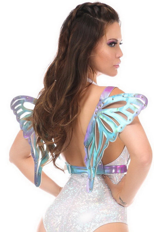 Plus Size Blue & Purple Holo Large Butterfly Wing Body Harness