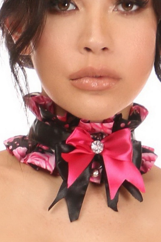 Plus Size Pink Floral Satin Choker