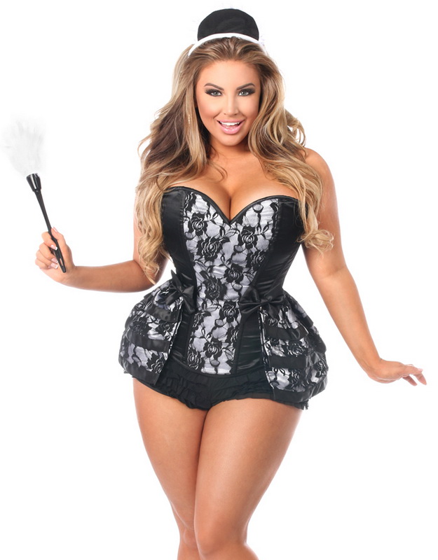 Plus Size Flirty French Maid Corset Costume