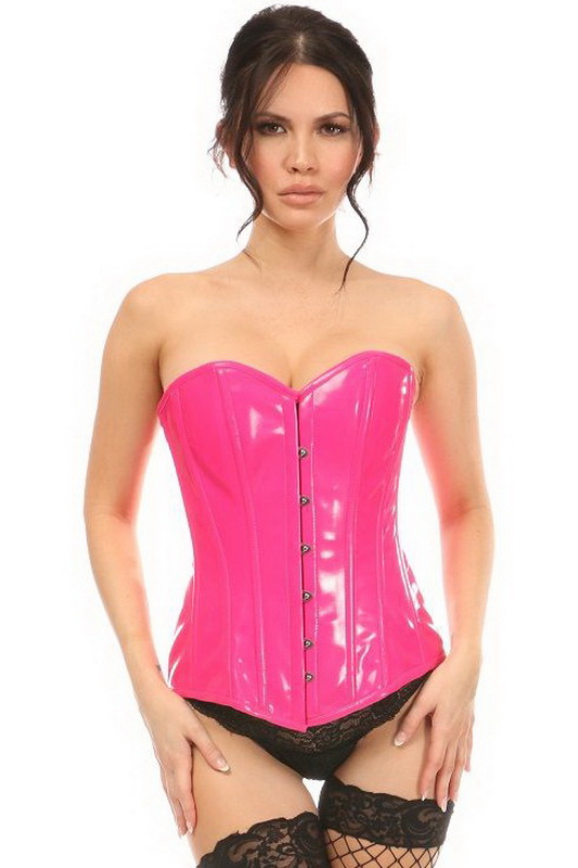 Plus Size Lavish Hot Pink Patent Over bust Corset