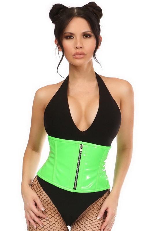 Plus Size Top Drawer Neon Green Patent Mini Cincher