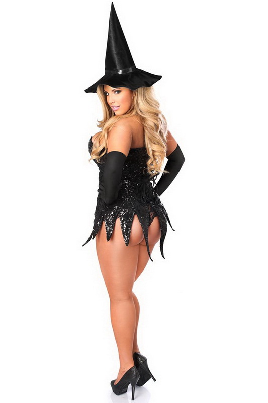Plus Size Top Drawer Sequin Witch Corset Dress Costume image 1