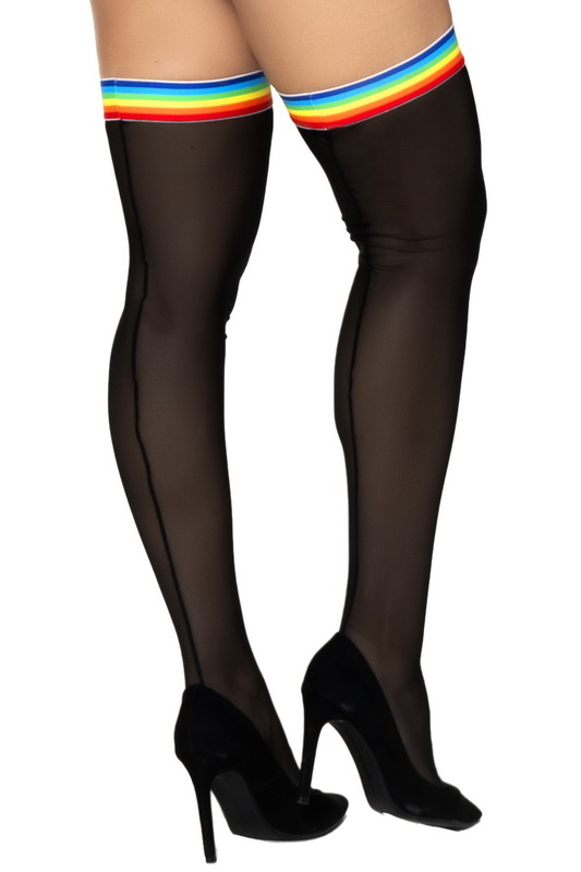 Rainbow Elastic Mesh Stockings image 1